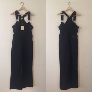 Torn by Ronny Kobo Black Kick Flare Overalls NWT